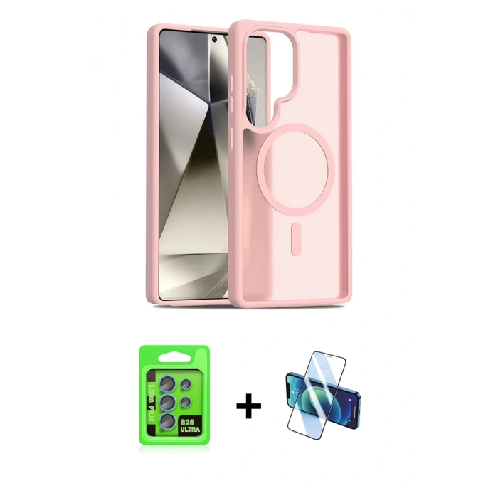 MARSİLYAN™- Galaxy S25 Ultra Kılıf Siluet Minimal Prime - Siyah 3D Antistatik Cam Ekran Koruyucu + Raze Metal Kamera Lens - MI
