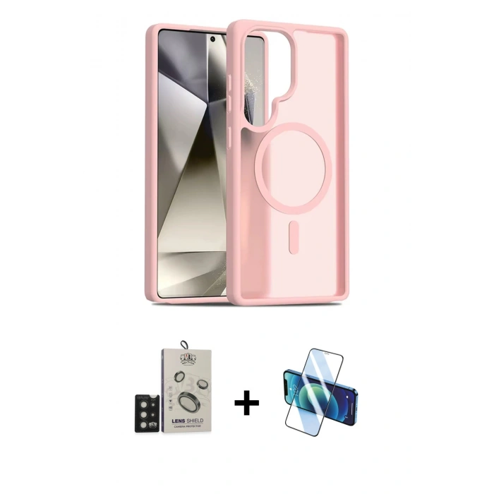 MARSİLYAN™- Galaxy S25 Ultra Kılıf Siluet Minimal Prime - Siyah 3D Antistatik Seramik Nano Ekran Koruyucu + Bilvis Titan Kamera Lens - SH