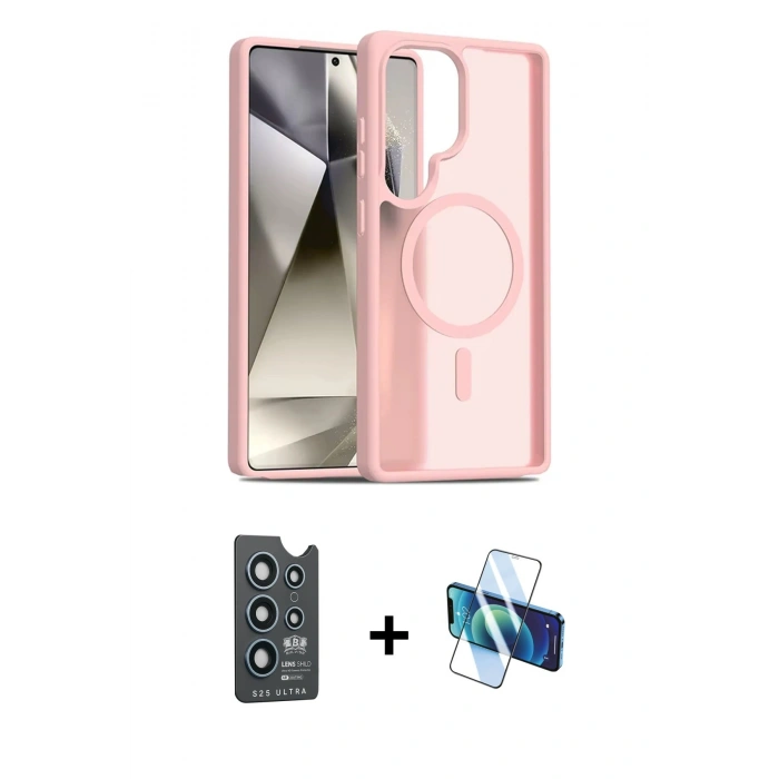 MARSİLYAN™- Galaxy S25 Ultra Kılıf Siluet Minimal Prime - Siyah 3D Antistatik Seramik Nano Ekran Koruyucu + Bilvis Titan Kamera Lens - LT