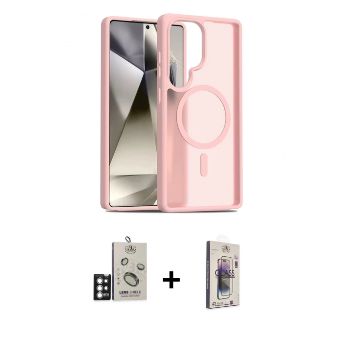 MARSİLYAN™- Galaxy S25 Ultra Kılıf Siluet Minimal Prime - Siyah Bilvis 3D Cam Ekran Koruyucu + Bilvis Titan Kamera Lens - GS