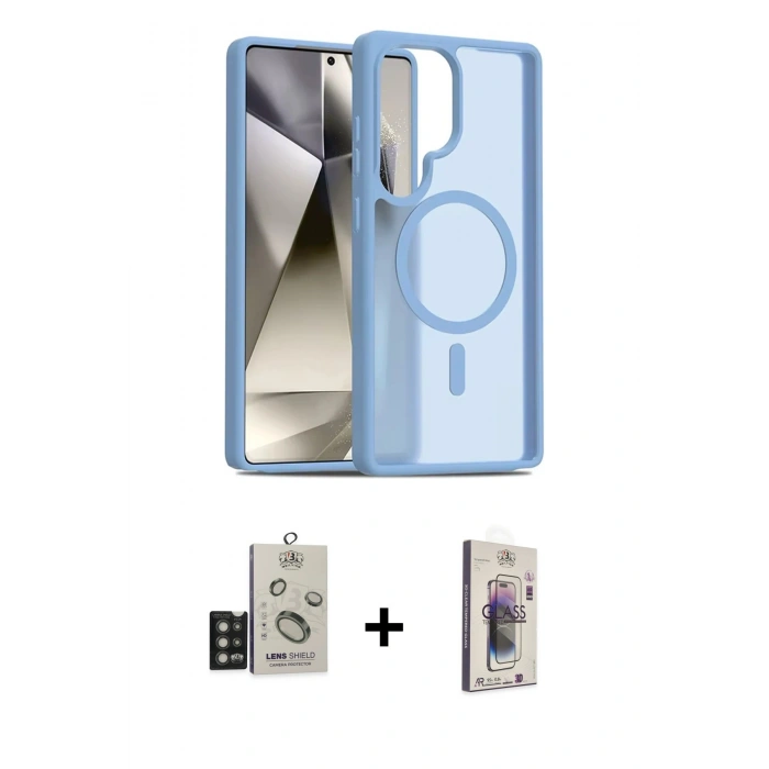 MARSİLYAN™- Galaxy S25 Ultra Kılıf Siluet Minimal Prime - Siyah Bilvis 3D Cam Ekran Koruyucu + Bilvis Titan Kamera Lens - TNGI