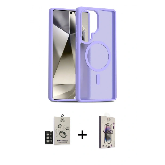MARSİLYAN™- Galaxy S25 Ultra Kılıf Siluet Minimal Prime - Siyah Bilvis 3D Cam Ekran Koruyucu + Bilvis Titan Kamera Lens - TNGI