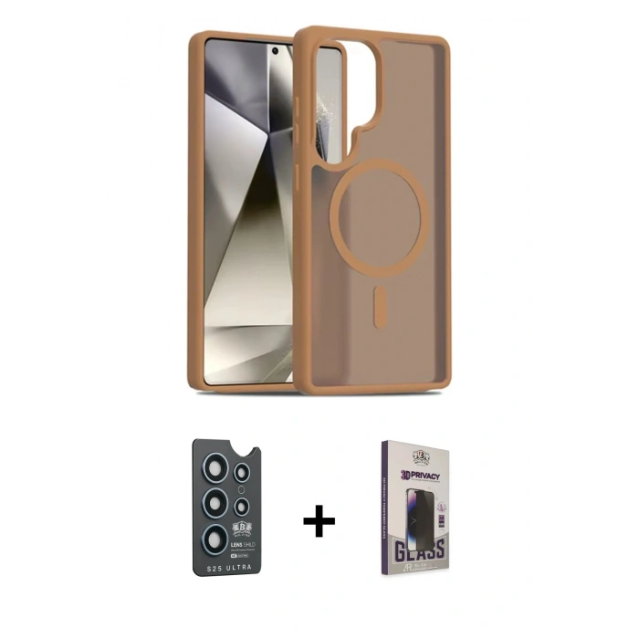 MARSİLYAN™- Galaxy S25 Ultra Kılıf Siluet Minimal Prime - Siyah Bilvis Hayalet Cam Ekran Koruyucu + Bilvis Titan Kamera Lens - LT