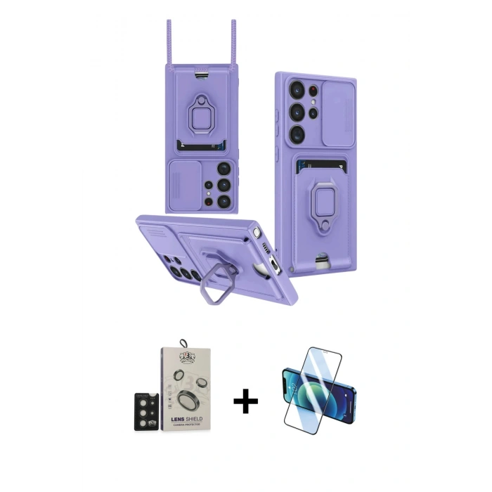 MARSİLYAN™- Galaxy S25 Ultra Kılıf Vadi Form Prime - Siyah 3D Antistatik Seramik Nano Ekran Koruyucu + Bilvis Titan Kamera Lens - SH