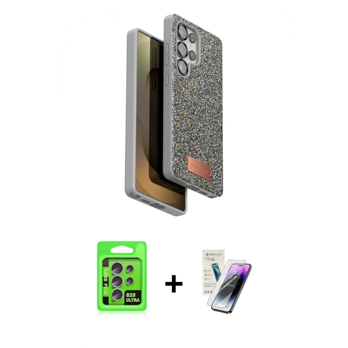 MARSİLYAN™- Galaxy S25 Ultra Kılıf Vadi Klasik Serisi - Şeffaf Pasifik Cam Ekran Koruyucu + Raze Metal Kamera Lens - NLGY