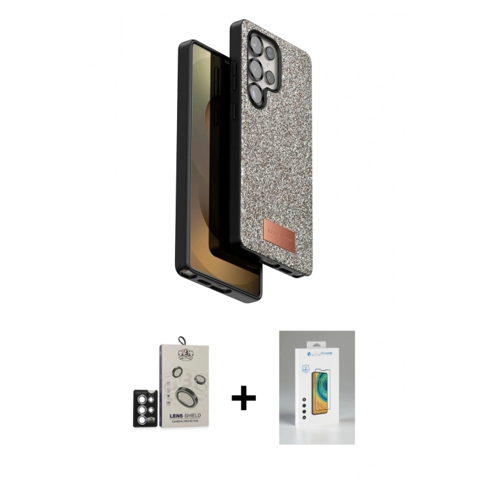 MARSİLYAN™- Galaxy S25 Ultra Kılıf Vadi Klasik Serisi - Şeffaf Polymer Nano Ekran Koruyucu + Bilvis Titan Kamera Lens - GS