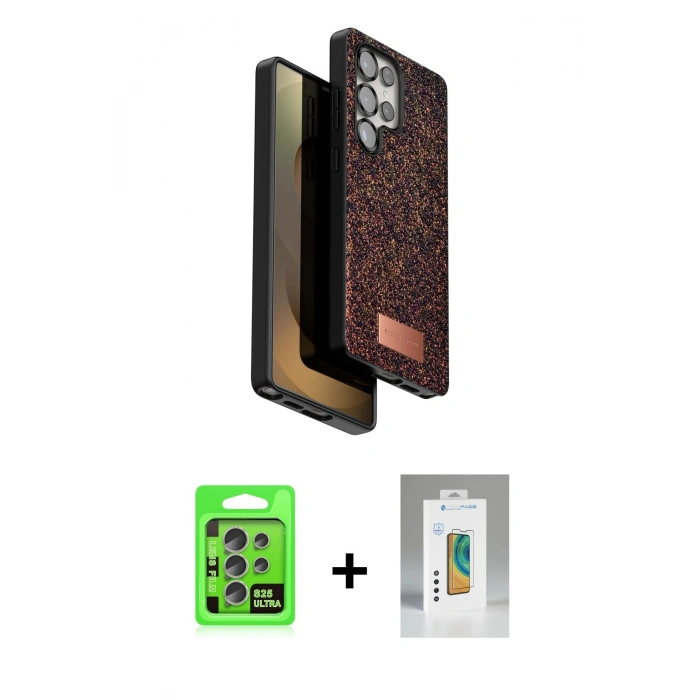 MARSİLYAN™- Galaxy S25 Ultra Kılıf Vadi Klasik Serisi - Şeffaf Polymer Nano Ekran Koruyucu + Raze Metal Kamera Lens - NLGY