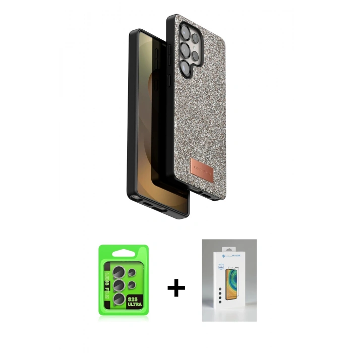 MARSİLYAN™- Galaxy S25 Ultra Kılıf Vadi Klasik Serisi - Şeffaf Polymer Nano Ekran Koruyucu + Raze Metal Kamera Lens - NLGY