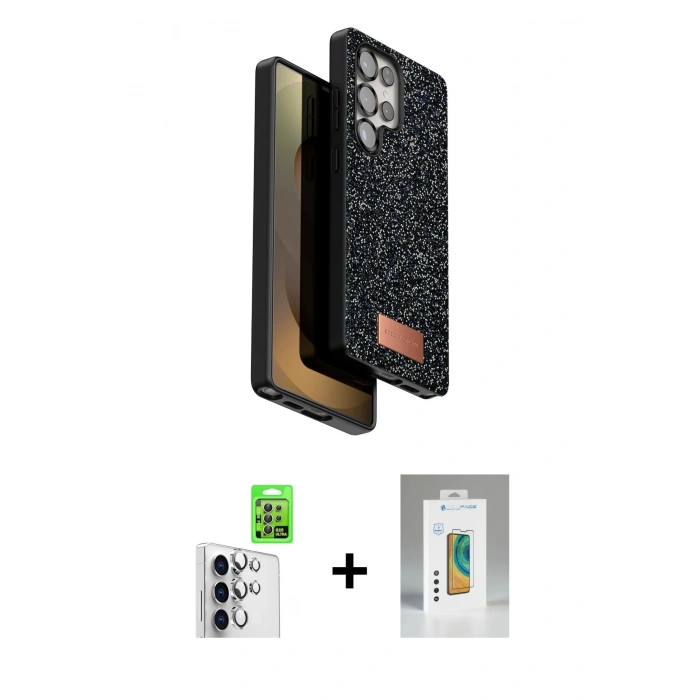 MARSİLYAN™- Galaxy S25 Ultra Kılıf Vadi Klasik Serisi - Şeffaf Polymer Nano Ekran Koruyucu + Raze Metal Kamera Lens - GS