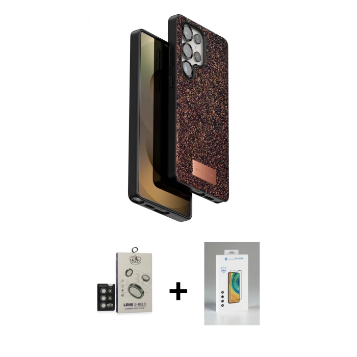 MARSİLYAN™- Galaxy S25 Ultra Kılıf Vadi Klasik Serisi - Şeffaf Polymer Nano Ekran Koruyucu + Bilvis Titan Kamera Lens - TNGI
