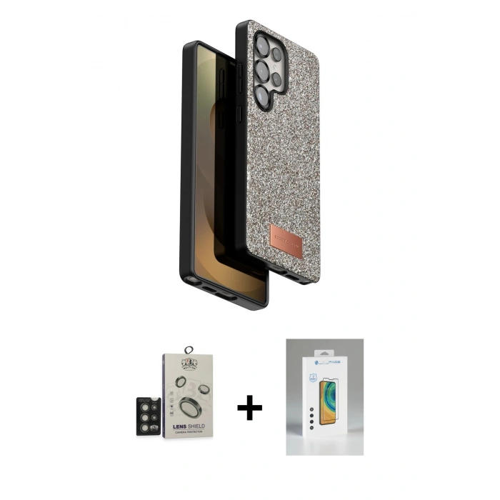 MARSİLYAN™- Galaxy S25 Ultra Kılıf Vadi Klasik Serisi - Şeffaf Polymer Nano Ekran Koruyucu + Bilvis Titan Kamera Lens - TNGI