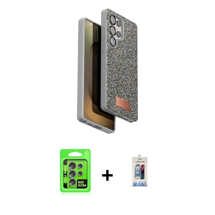 MARSİLYAN™- Galaxy S25 Ultra Kılıf Vadi Klasik Serisi - Siyah Joko Magic 5D Cam + Raze Metal Kamera Lens - NLGY