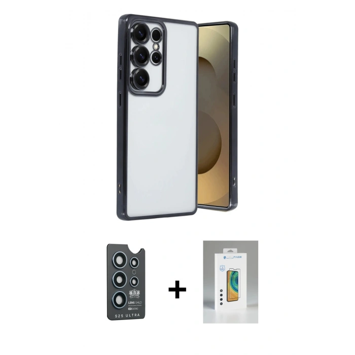 MARSİLYAN™- Galaxy S25 Ultra Kılıf Vadi Minimal - Şeffaf Polymer Nano Ekran Koruyucu + Bilvis Titan Kamera Lens - LT