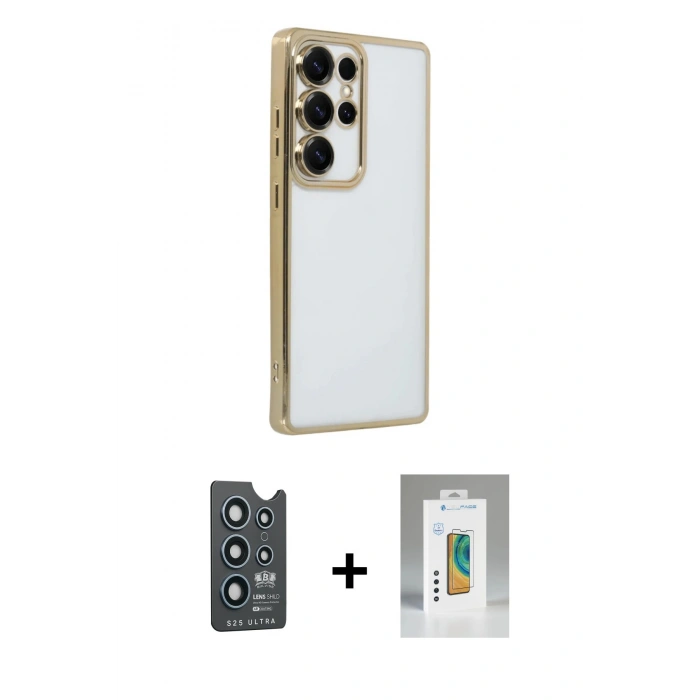 MARSİLYAN™- Galaxy S25 Ultra Kılıf Vadi Minimal - Şeffaf Polymer Nano Ekran Koruyucu + Bilvis Titan Kamera Lens - LT