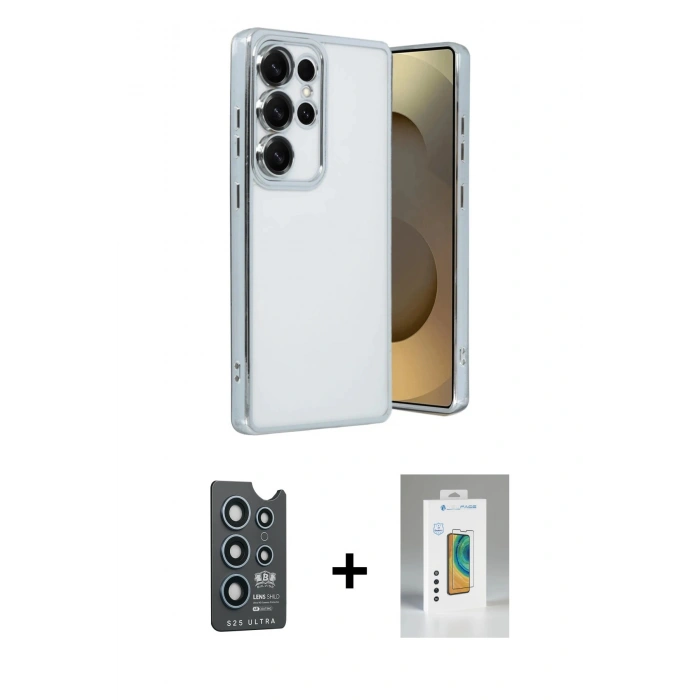 MARSİLYAN™- Galaxy S25 Ultra Kılıf Vadi Minimal - Şeffaf Polymer Nano Ekran Koruyucu + Bilvis Titan Kamera Lens - LT