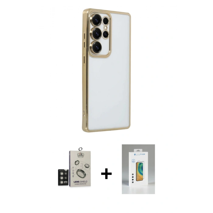 MARSİLYAN™- Galaxy S25 Ultra Kılıf Vadi Minimal - Şeffaf Polymer Nano Ekran Koruyucu + Bilvis Titan Kamera Lens - TNGI