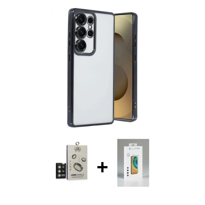 MARSİLYAN™- Galaxy S25 Ultra Kılıf Vadi Minimal - Şeffaf Polymer Nano Ekran Koruyucu + Bilvis Titan Kamera Lens - TNGI