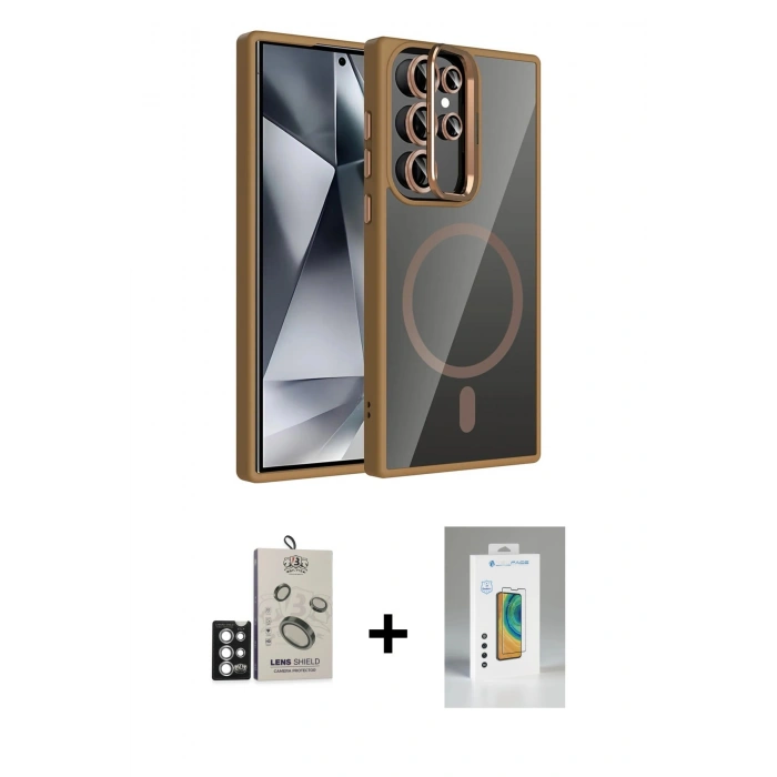 MARSİLYAN™- Galaxy S25 Ultra Kılıf Yadigar Asil Koleksiyonu - Şeffaf Polymer Nano Ekran Koruyucu + Bilvis Titan Kamera Lens - GS