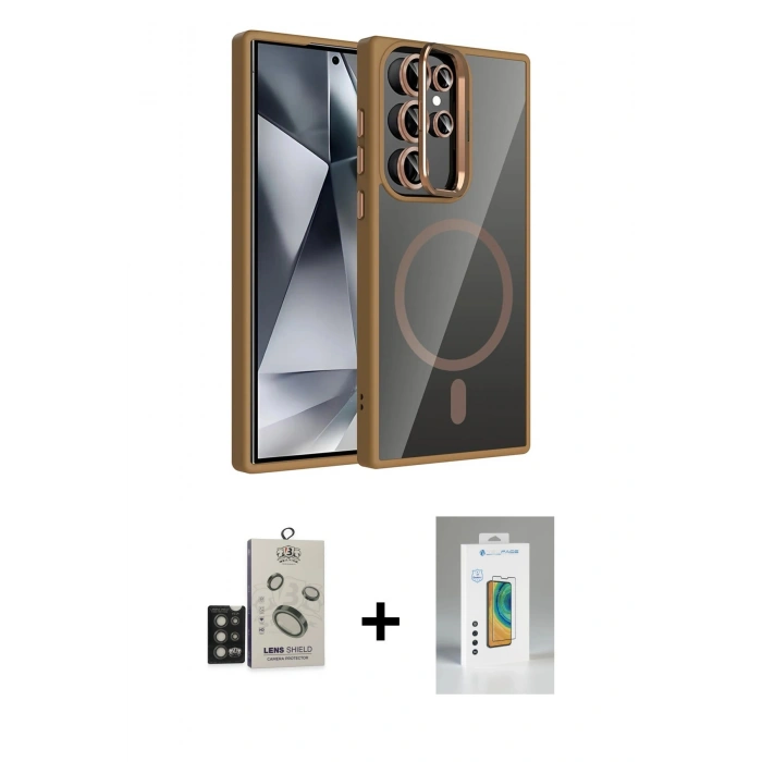 MARSİLYAN™- Galaxy S25 Ultra Kılıf Yadigar Asil Koleksiyonu - Şeffaf Polymer Nano Ekran Koruyucu + Bilvis Titan Kamera Lens - TNGI