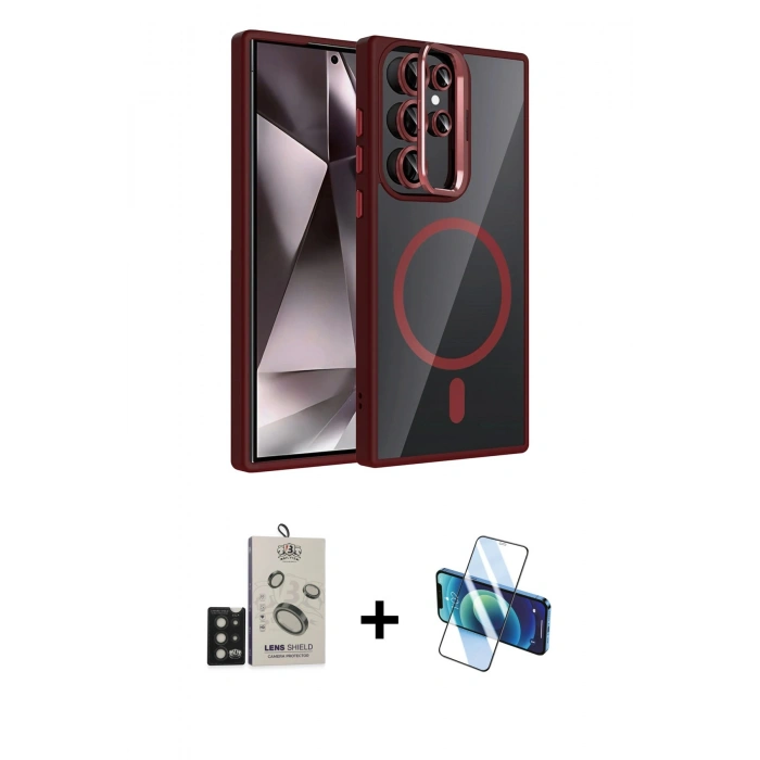 MARSİLYAN™- Galaxy S25 Ultra Kılıf Yadigar Asil Koleksiyonu - Siyah 3D Antistatik Cam Ekran Koruyucu + Bilvis Titan Kamera Lens - SH