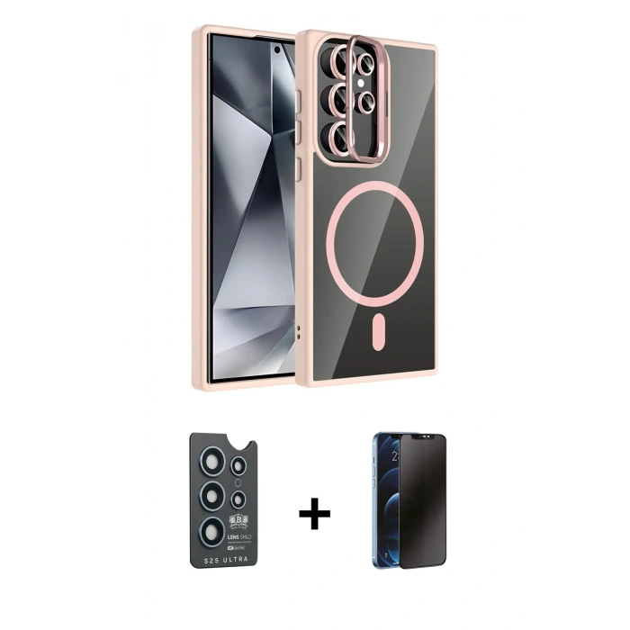 MARSİLYAN™- Galaxy S25 Ultra Kılıf Yadigar Asil Koleksiyonu - Siyah 3D Antistatik Hayalet Cam Ekran Koruyucu + Bilvis Titan Kamera Lens - LT