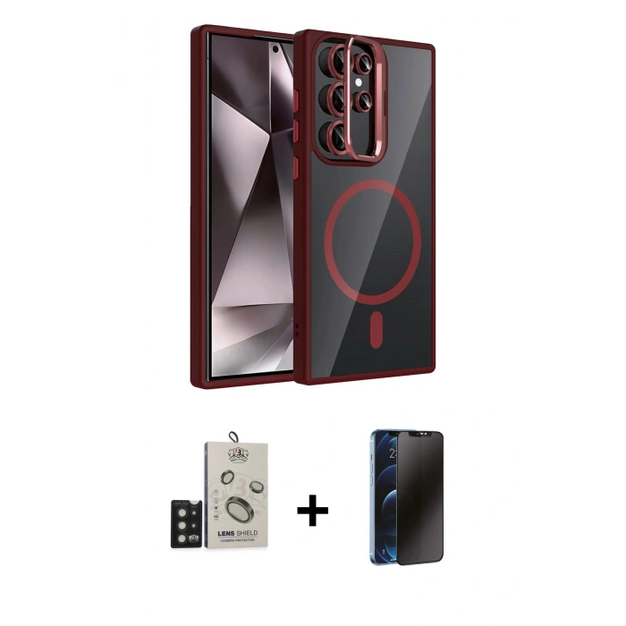 MARSİLYAN™- Galaxy S25 Ultra Kılıf Yadigar Asil Koleksiyonu - Siyah 3D Antistatik Hayalet Cam Ekran Koruyucu + Bilvis Titan Kamera Lens - SH