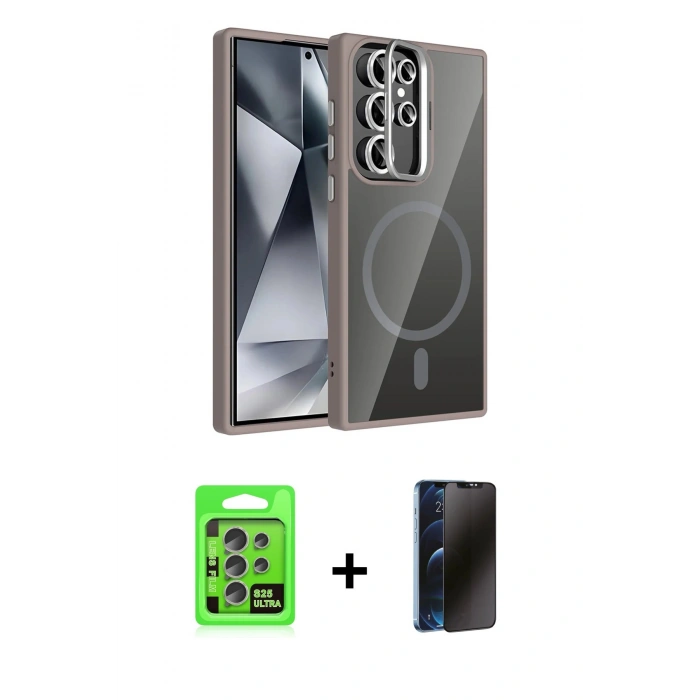MARSİLYAN™- Galaxy S25 Ultra Kılıf Yadigar Asil Koleksiyonu - Siyah 3D Antistatik Hayalet Cam Ekran Koruyucu + Raze Metal Kamera Lens - NLGY