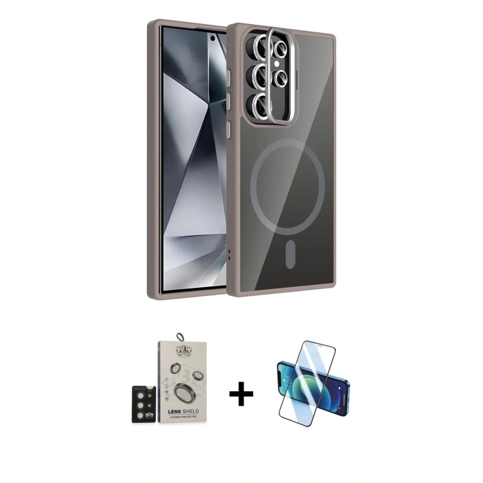 MARSİLYAN™- Galaxy S25 Ultra Kılıf Yadigar Asil Koleksiyonu - Siyah 3D Antistatik Seramik Nano Ekran Koruyucu + Bilvis Titan Kamera Lens - SH