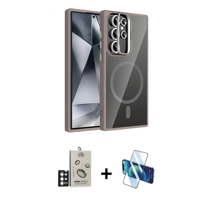 MARSİLYAN™- Galaxy S25 Ultra Kılıf Yadigar Asil Koleksiyonu - Siyah 3D Antistatik Seramik Nano Ekran Koruyucu + Bilvis Titan Kamera Lens - GS