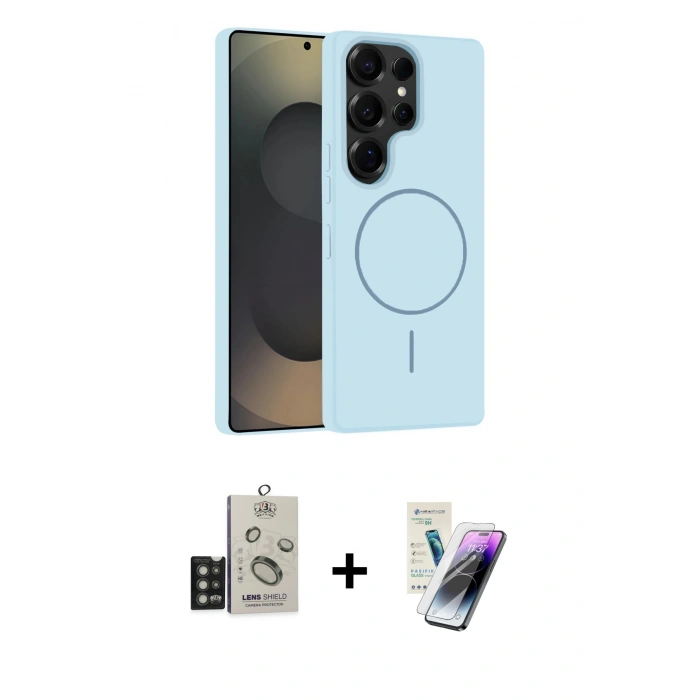 MARSİLYAN™- Galaxy S25 Ultra Kılıf Yankı Form Serisi - Şeffaf Pasifik Cam Ekran Koruyucu + Bilvis Titan Kamera Lens - TNGI