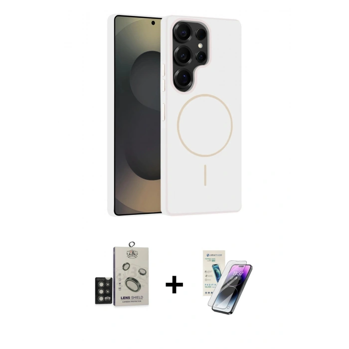 MARSİLYAN™- Galaxy S25 Ultra Kılıf Yankı Form Serisi - Şeffaf Pasifik Cam Ekran Koruyucu + Bilvis Titan Kamera Lens - TNGI