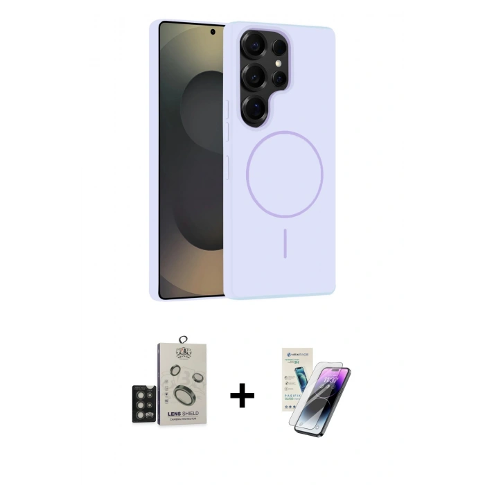 MARSİLYAN™- Galaxy S25 Ultra Kılıf Yankı Form Serisi - Şeffaf Pasifik Cam Ekran Koruyucu + Bilvis Titan Kamera Lens - TNGI