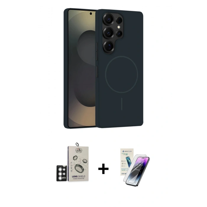 MARSİLYAN™- Galaxy S25 Ultra Kılıf Yankı Form Serisi - Şeffaf Pasifik Cam Ekran Koruyucu + Bilvis Titan Kamera Lens - GS