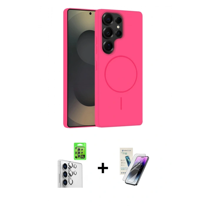 MARSİLYAN™- Galaxy S25 Ultra Kılıf Yankı Form Serisi - Şeffaf Pasifik Cam Ekran Koruyucu + Raze Metal Kamera Lens - GS