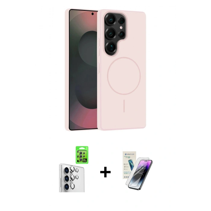 MARSİLYAN™- Galaxy S25 Ultra Kılıf Yankı Form Serisi - Şeffaf Pasifik Cam Ekran Koruyucu + Raze Metal Kamera Lens - GS