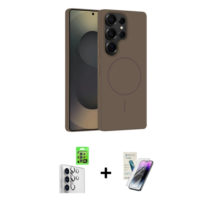 MARSİLYAN™- Galaxy S25 Ultra Kılıf Yankı Form Serisi - Şeffaf Pasifik Cam Ekran Koruyucu + Raze Metal Kamera Lens - GS