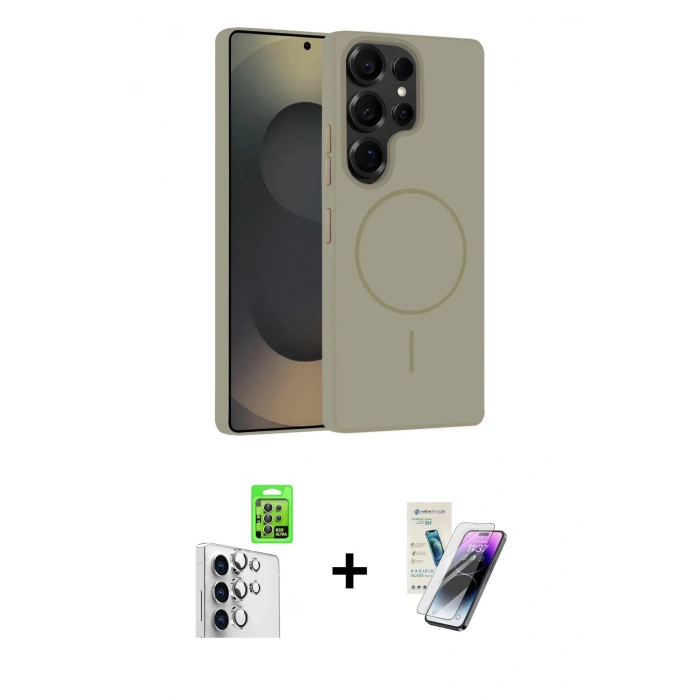 MARSİLYAN™- Galaxy S25 Ultra Kılıf Yankı Form Serisi - Şeffaf Pasifik Cam Ekran Koruyucu + Raze Metal Kamera Lens - GS