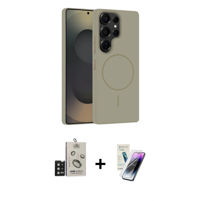 MARSİLYAN™- Galaxy S25 Ultra Kılıf Yankı Form Serisi - Şeffaf Pasifik Cam Ekran Koruyucu + Bilvis Titan Kamera Lens - SH