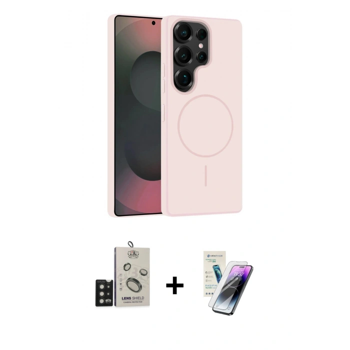 MARSİLYAN™- Galaxy S25 Ultra Kılıf Yankı Form Serisi - Şeffaf Pasifik Cam Ekran Koruyucu + Bilvis Titan Kamera Lens - SH