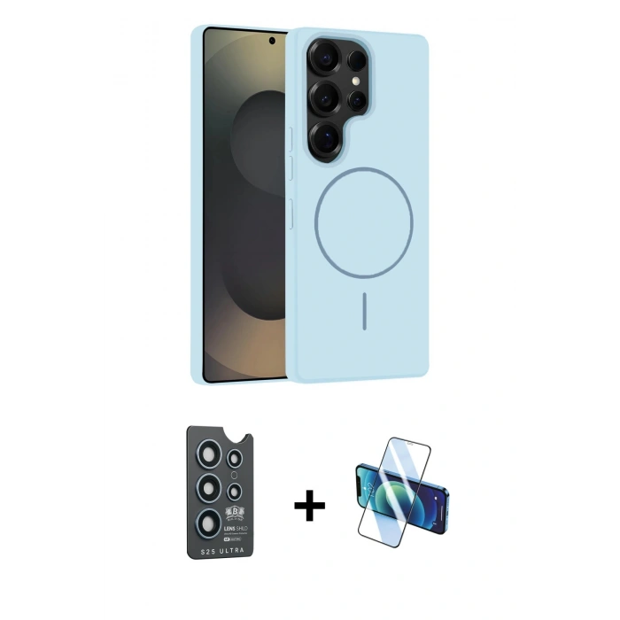 MARSİLYAN™- Galaxy S25 Ultra Kılıf Yankı Form Serisi - Siyah 3D Antistatik Cam Ekran Koruyucu + Bilvis Titan Kamera Lens - LT
