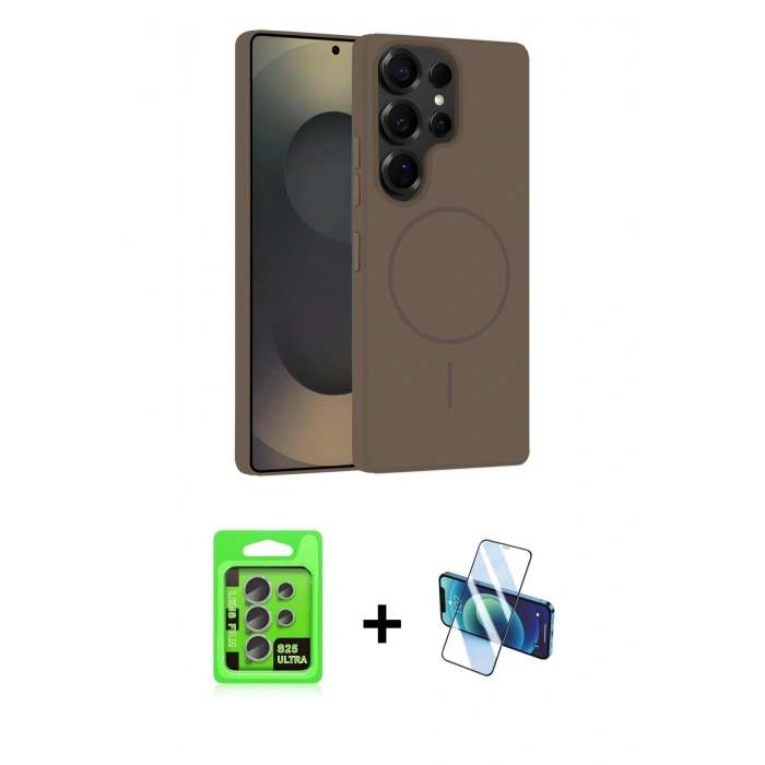 MARSİLYAN™- Galaxy S25 Ultra Kılıf Yankı Form Serisi - Siyah 3D Antistatik Seramik Nano Ekran Koruyucu + Raze Metal Kamera Lens - NLGY