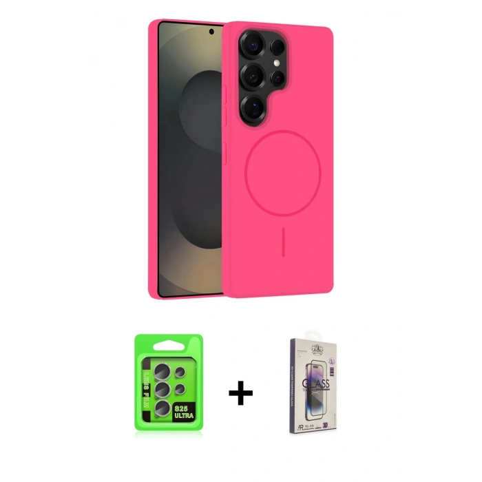 MARSİLYAN™- Galaxy S25 Ultra Kılıf Yankı Form Serisi - Siyah Bilvis 3D Cam Ekran Koruyucu + Raze Metal Kamera Lens - NLGY