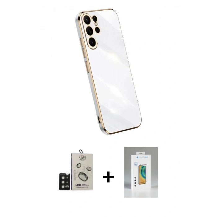 MARSİLYAN™- Galaxy S25 Ultra Kılıf Yankı Serisi - Şeffaf Polymer Nano Ekran Koruyucu + Bilvis Titan Kamera Lens - SH