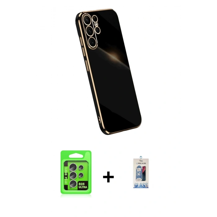 MARSİLYAN™- Galaxy S25 Ultra Kılıf Yankı Serisi - Siyah Joko Magic 5D Cam + Raze Metal Kamera Lens - NLGY