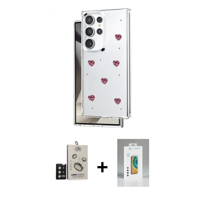 MARSİLYAN™- Galaxy S25 Ultra Kılıf Yörünge Form - Şeffaf Polymer Nano Ekran Koruyucu + Bilvis Titan Kamera Lens - SH