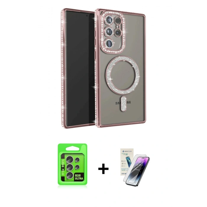 MARSİLYAN™- Galaxy S25 Ultra Kılıf Zirve Doku Prime - Şeffaf Pasifik Cam Ekran Koruyucu + Raze Metal Kamera Lens - NLGY
