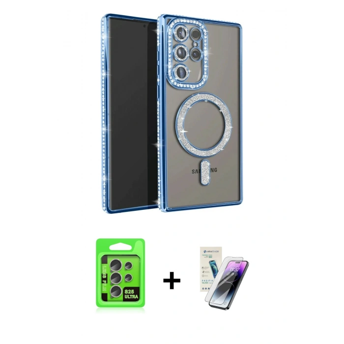 MARSİLYAN™- Galaxy S25 Ultra Kılıf Zirve Doku Prime - Şeffaf Pasifik Cam Ekran Koruyucu + Raze Metal Kamera Lens - NLGY