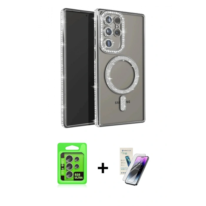 MARSİLYAN™- Galaxy S25 Ultra Kılıf Zirve Doku Prime - Şeffaf Pasifik Cam Ekran Koruyucu + Raze Metal Kamera Lens - NLGY