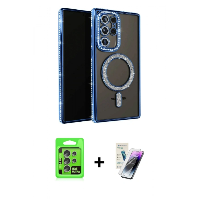 MARSİLYAN™- Galaxy S25 Ultra Kılıf Zirve Doku Prime - Şeffaf Pasifik Cam Ekran Koruyucu + Raze Metal Kamera Lens - NLGY