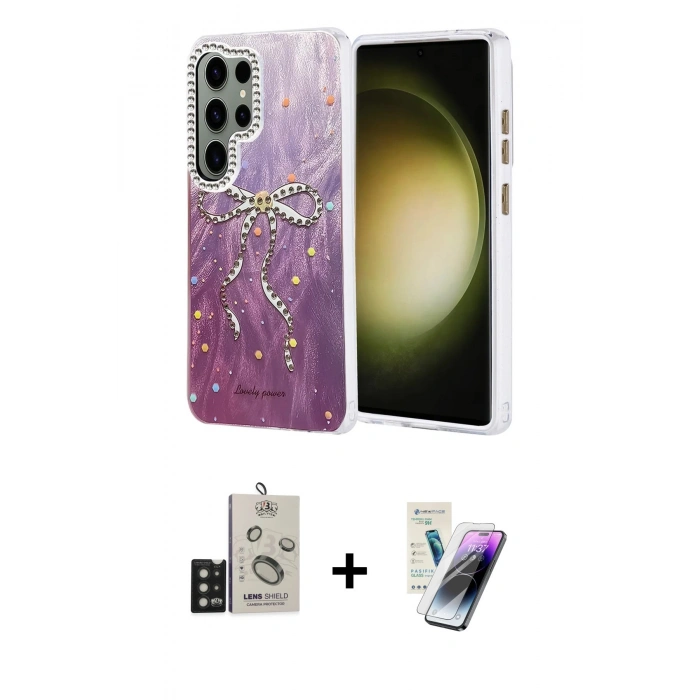 MARSİLYAN™- Galaxy S25 Ultra Kılıf Zirve Modern Prime - Şeffaf Pasifik Cam Ekran Koruyucu + Bilvis Titan Kamera Lens - SH